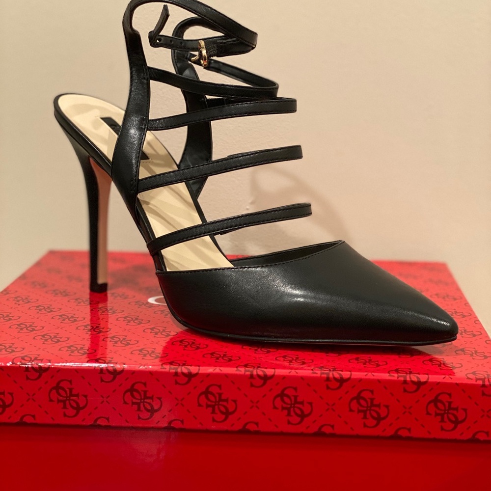 Black Open Heel Pump